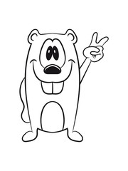 Biber süss witzig niedlich freuen victory Holz Damm Wasser Wald Tier Nagetier schwimmen Bach Fluss Fell einfarbig