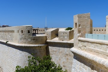  Valletta, Malta, August 2019. The fortress walls of the fort of St. Elmo. 