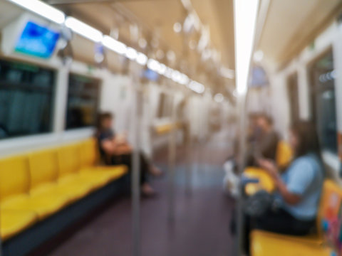 Blurred picture of people in the sky train.Transport concept.