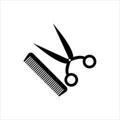 Scissors And Comb Icon Design