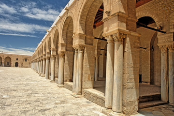 The Great Mosque of Kairouan also known as the Mosque of Uqba situated in the town of Kairouan, Tunisia.  © robnaw
