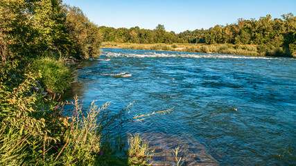 Beautiful wild water view near Zulling, Isar, Bavaria, Germany
