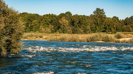 Beautiful wild water view near Zulling, Isar, Bavaria, Germany