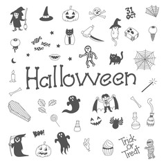 Halloween doodle black and white