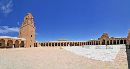The Great Mosque of Kairouan also known as the Mosque of Uqba situated in the town of Kairouan, Tunisia.  © robnaw