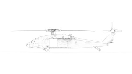  illustration of a modern millitary helicopter isolated
