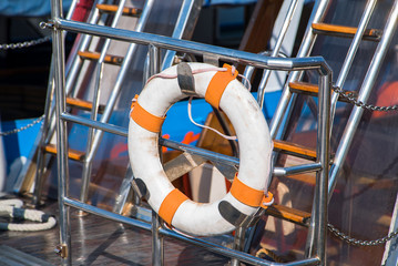 lifeboat on the ship, life, salvation, safe rest