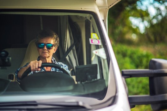 Woman Motorhome Road Trip