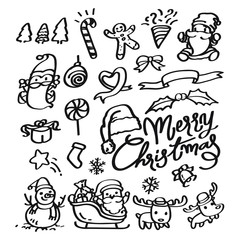 Christmas celebration clip art linde doodle illustration.