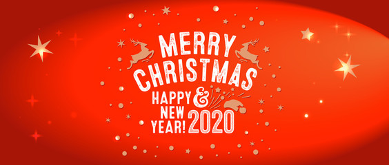 Merry Christmas Banner. Xmas and Happy New Year background vector design with snowflakes and decorative elements. Horizontal christmas poster, greeting cards, headers, website.