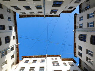 Yard-well window into the sky