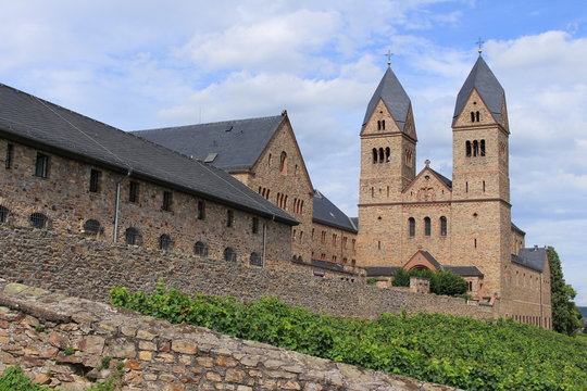 eibingen abbey near bingen at rhine river