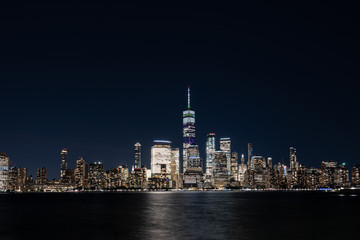 Lower Manhattan Skyline at Night, NYC, USA