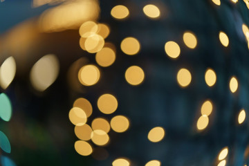 Defocused photography of city street lights in night.