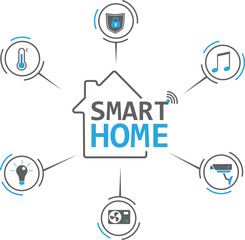 Smart home flat icons set
