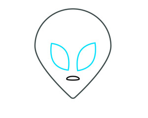 vector with simple drawing, shaped like an alien