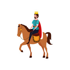 king of fairytale in horse avatar character vector illustration design