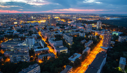 Kyiv cityscape at night, Ukraine