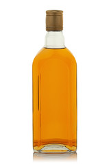glass bottle with alcoholic beverage