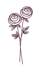 Rose. Stylized flower symbol set. Outline hand drawing icon