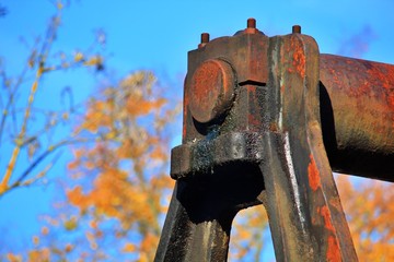 old rusty bearing shaft from the fat leak
