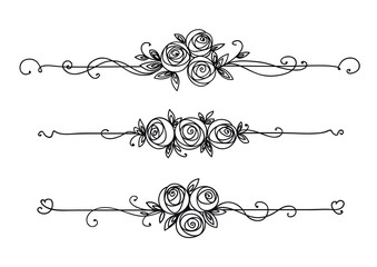 Floral elegant patterns black and white. Cover page design. Vintage elements for decor line art. Rose flower outline