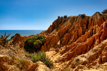 Eroded sandstone cliffs of southern Portugal