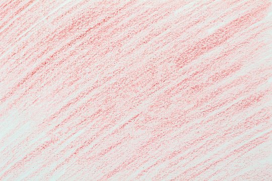 red stroke crayon drawing sketch on white paper background.