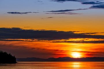 Red sunset setting over Ocean