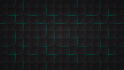 Abstract dark background of black square tiles with light blue gaps between them