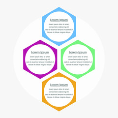 infographic concept. hexagon shape arranged in a modern way. vector flat style. for business.