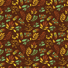 Vector Seamless pattern with leaves and plants