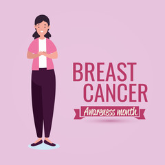 poster breast cancer awareness month with woman vector illustration design