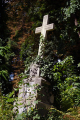 ancient tombstone with vintage cross