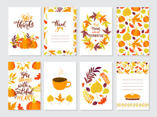 Vector Thanksgiving day greeting cards big collection