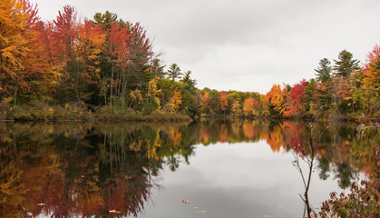 Fototapeta na wymiar Amazing autumn colors and reflections in lake