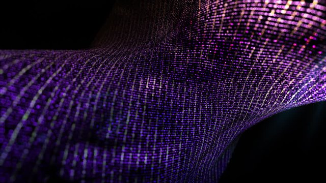 Digital purple color particles wave flow abstract motion background