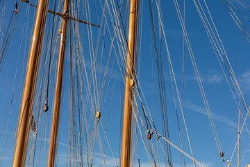 Saint-Tropez, Var, France - Sailboat wood masts