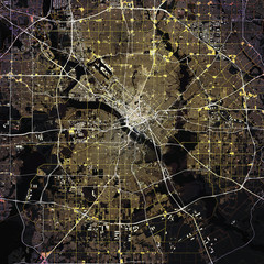 Map Dallas city. Texas