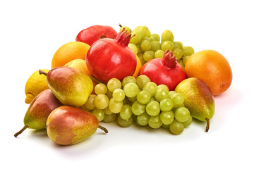 Mixed Fresh fruits, isolated on white background