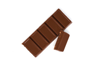 Chocolate row bar  isolated on  white background