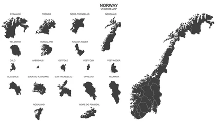 Fotobehang political map of Norway isolated on white background © agrus