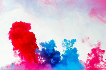 wallpaper of colorful red and blue clouds on a white backgroud