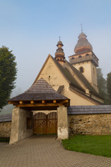 Old Gothic Catholic church outdoors,  village Smrecany, Liptov region, Slovakia.