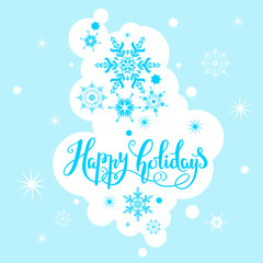 Handwritten winter Happy holidays Inscription.