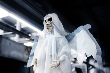 Skeleton ghost puppet as decoration for halloween, day of the dead