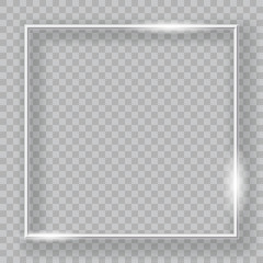 Silver frame. Vector graphic element on transparent background. Useful for cristmas and holiday backgrounds