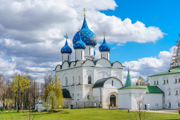 .Cathedral of the Nativity in the Kremlin of Suzdal, well preserved old Russian town-museum. A member of the Golden ring of Russia - obrazy, fototapety, plakaty