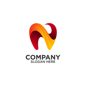 letter N for dental logo design