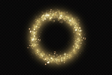  Golden ring.Vector luxury sparkling frame.Christmas decoration.